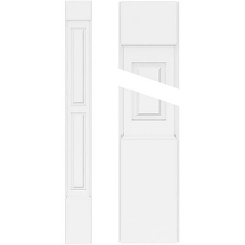 Ekena Millwork Two Equal Raised Panel Pilaster Base - Primed Polyurethane - PILP04X096DRP01-2