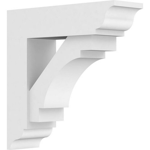 Ekena Millwork Standard Merced Bracket with Traditional Ends - Primed Polyurethane - BKTP03X12X12MRC01