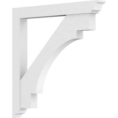 Ekena Millwork Standard Merced Bracket with Traditional Ends - Primed Polyurethane - BKTP03X36X36MRC01