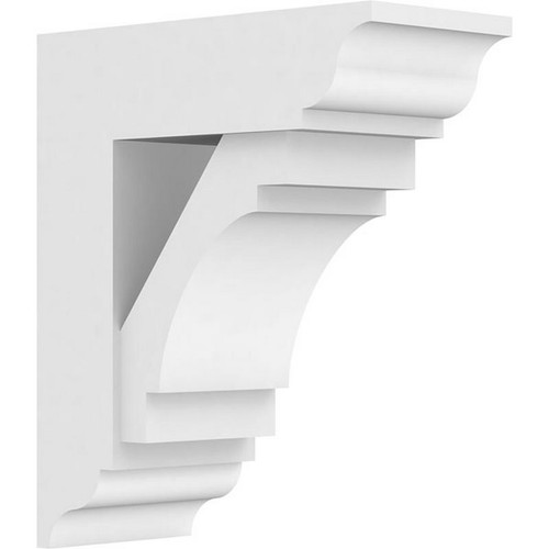 Ekena Millwork Standard Merced Bracket with Traditional Ends - Primed Polyurethane - BKTP05X12X14MRC01