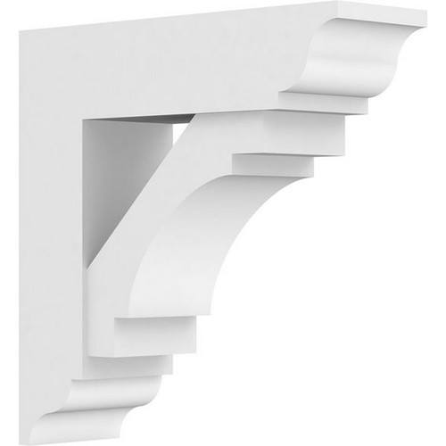 Ekena Millwork Standard Merced Bracket with Traditional Ends - Primed Polyurethane - BKTP05X18X18MRC01