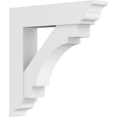 Ekena Millwork Standard Merced Bracket with Traditional Ends - Primed Polyurethane - BKTP05X30X30MRC01