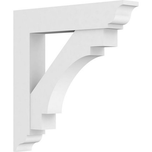 Ekena Millwork Standard Merced Bracket with Traditional Ends - Primed Polyurethane - BKTP05X36X36MRC01