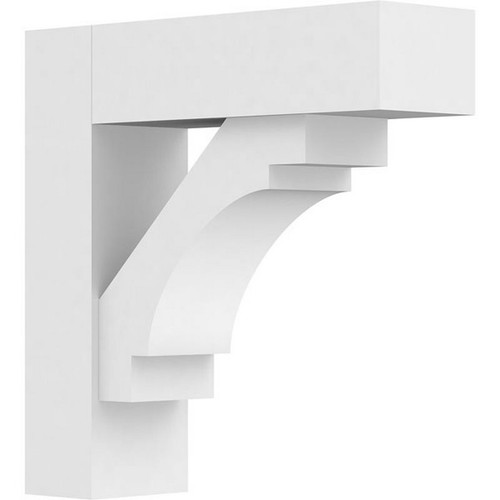 Ekena Millwork Standard Merced Bracket with Block Ends - Primed Polyurethane - BKTP03X12X12MRC05