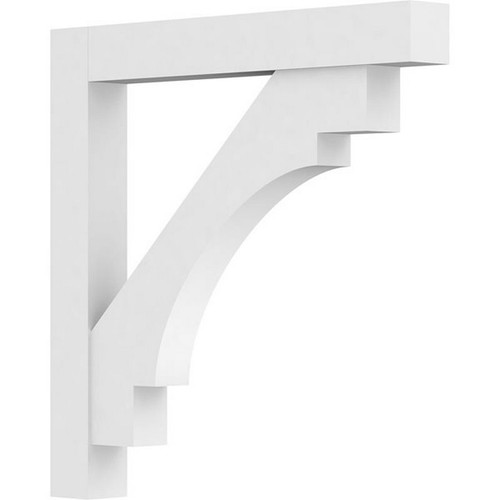 Ekena Millwork Standard Merced Bracket with Block Ends - Primed Polyurethane - BKTP03X30X30MRC05