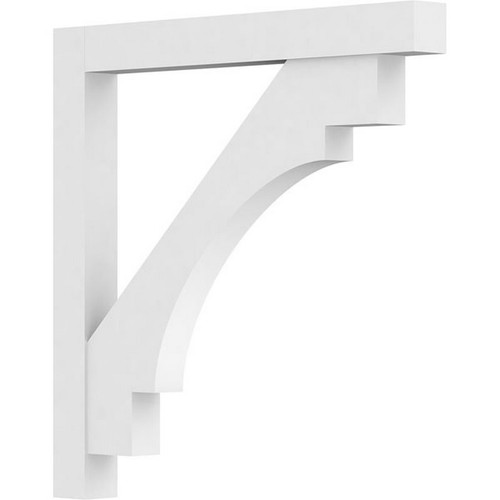 Ekena Millwork Standard Merced Bracket with Block Ends - Primed Polyurethane - BKTP03X36X36MRC05