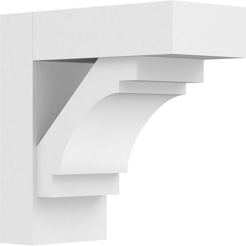 Ekena Millwork Standard Merced Bracket with Block Ends - Primed Polyurethane - BKTP05X12X12MRC05