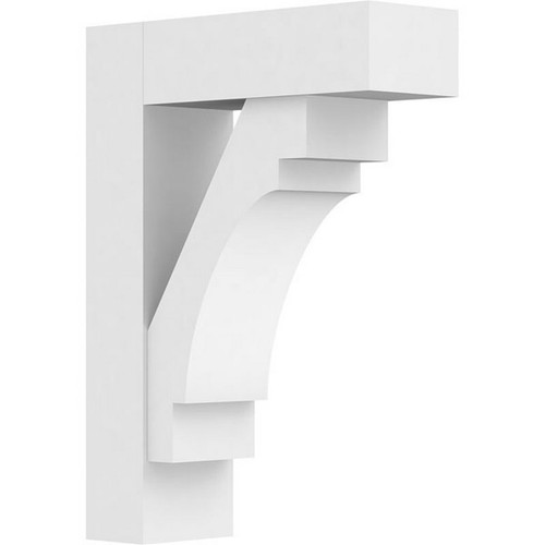 Ekena Millwork Standard Merced Bracket with Block Ends - Primed Polyurethane - BKTP05X16X22MRC05