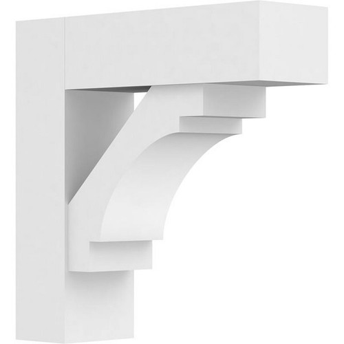 Ekena Millwork Standard Merced Bracket with Block Ends - Primed Polyurethane - BKTP05X18X18MRC05