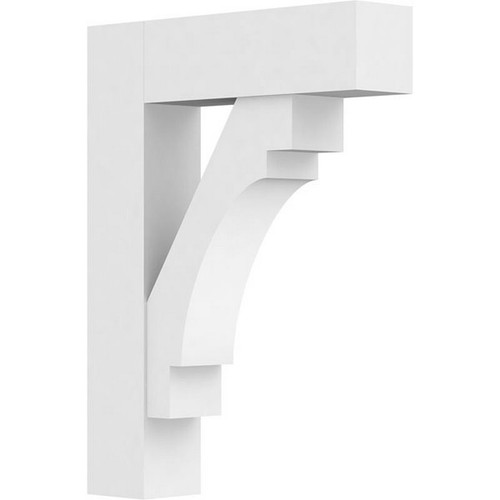 Ekena Millwork Standard Merced Bracket with Block Ends - Primed Polyurethane - BKTP05X24X32MRC05