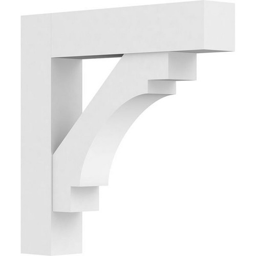 Ekena Millwork Standard Merced Bracket with Block Ends - Primed Polyurethane - BKTP05X30X30MRC05