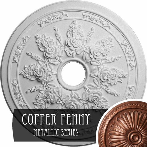 Ekena Millwork Rose and Ribbon Ceiling Medallion - Primed Polyurethane - CM23ROCPS