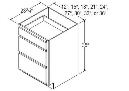 Aristokraft Cabinetry Select Series Benton Birch Three Drawer Base DB36