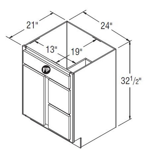 Aristokraft Cabinetry Select Series Benton Birch Vanity With Drawer Base VSD2432.5L Hinged Left