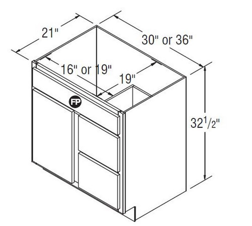 Aristokraft Cabinetry Select Series Benton Birch Vanity With Drawer Base VSD3032.5L Hinged Left