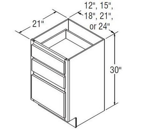 Aristokraft Cabinetry Select Series Benton Birch Vanity Three Drawer Base VDB18