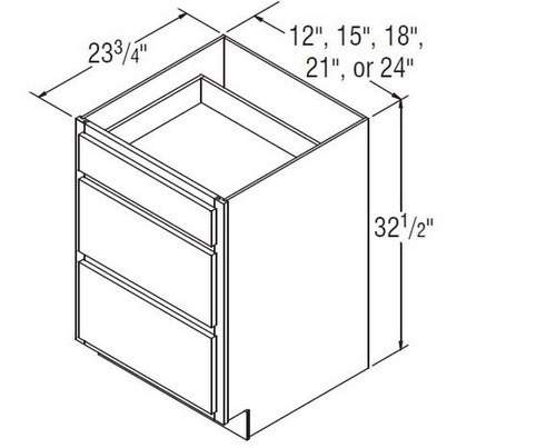 Aristokraft Cabinetry Select Series Benton Birch Universal Three Drawer Base Cabinet DB1532.5