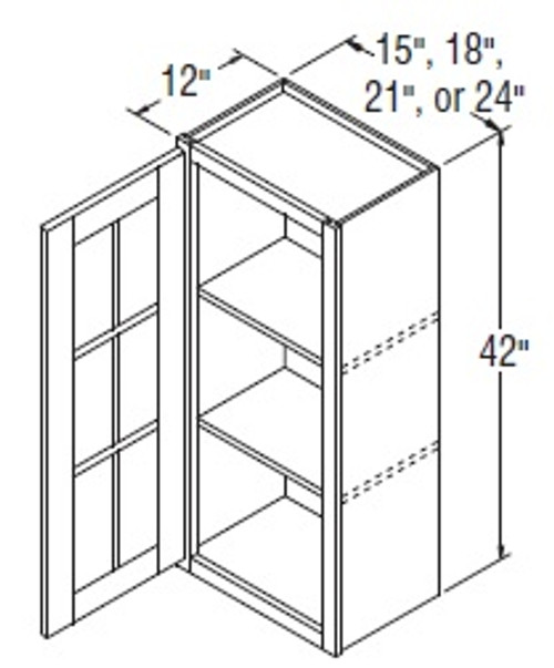 Aristokraft Cabinetry Select Series Benton Birch Paint Wall Cabinet With Mullion Doors WMD1842L Hinged Left