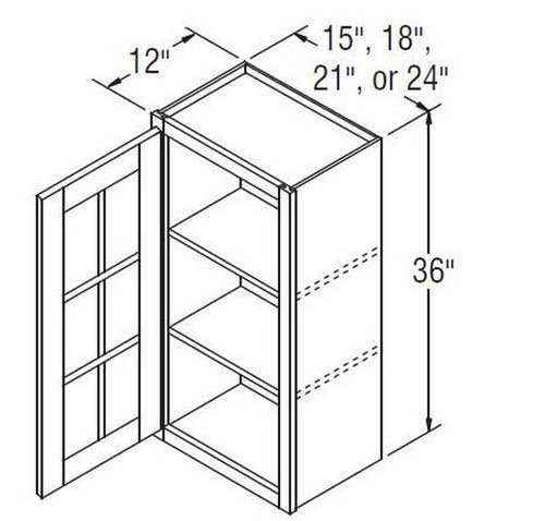 Aristokraft Cabinetry Select Series Benton Birch Paint Wall Cabinet With Mullion Doors WMD2136R Hinged Right