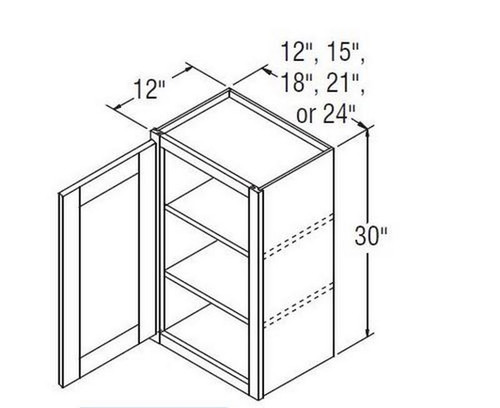 Aristokraft Cabinetry Select Series Benton Birch Paint Wall Cabinet With Doors Prepped For Glass WPG2430L Hinged Left