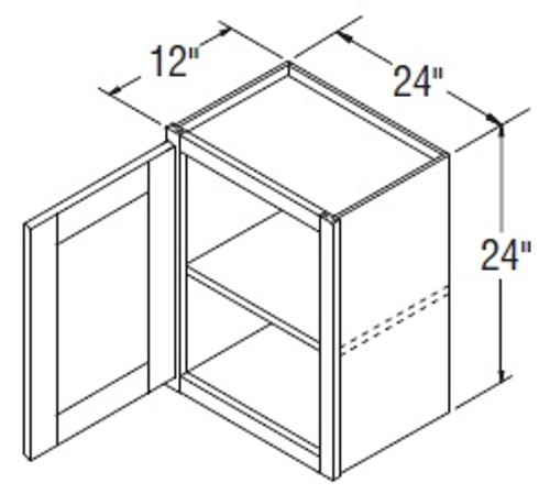 Aristokraft Cabinetry Select Series Benton Birch Paint Wall Cabinet With Doors Prepped For Glass WPG2424R Hinged Right