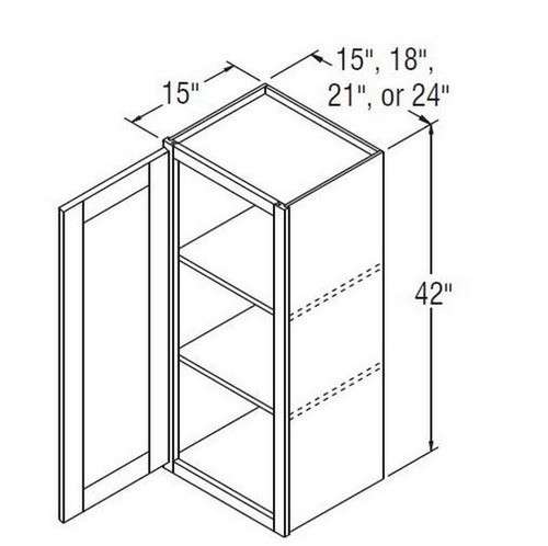 Aristokraft Cabinetry Select Series Benton Birch Paint Wall Cabinet With Doors Prepped For Glass WPG244215L Hinged Left