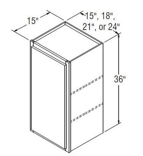 Aristokraft Cabinetry Select Series Benton Birch Paint Wall Cabinet With Doors Prepped For Glass W153615R Hinged Right