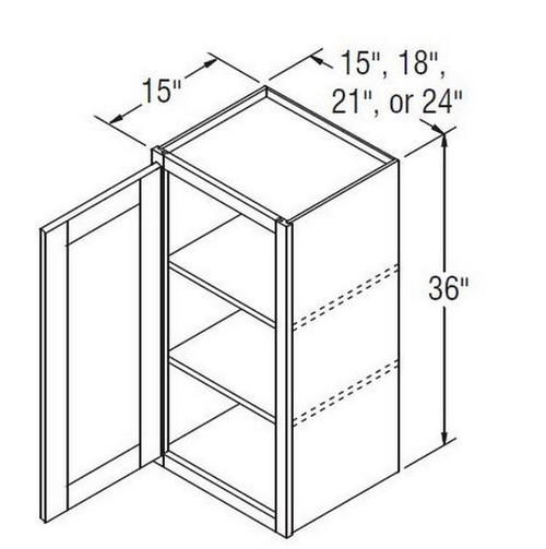 Aristokraft Cabinetry Select Series Benton Birch Paint Wall Cabinet With Doors Prepped For Glass WPG153615R Hinged Right