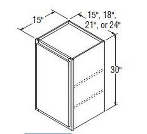 Aristokraft Cabinetry Select Series Benton Birch Paint Wall Cabinet With Doors Prepped for Glass W153015L Hinged Left