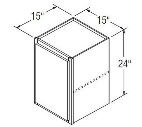 Aristokraft Cabinetry Select Series Benton Birch Paint Wall Cabinet With Doors Prepped for Glass W152415L Hinged Left