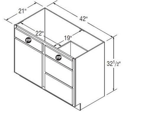 Aristokraft Cabinetry Select Series Benton Birch Paint Vanity Door and Drawer Base VSD4232.5R Hinged Right