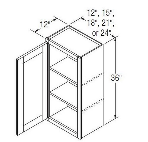 Aristokraft Cabinetry All Plywood Series Benton Birch Paint Wall Cabinet With Doors Prepped For Glass WPG1236L Hinged Left