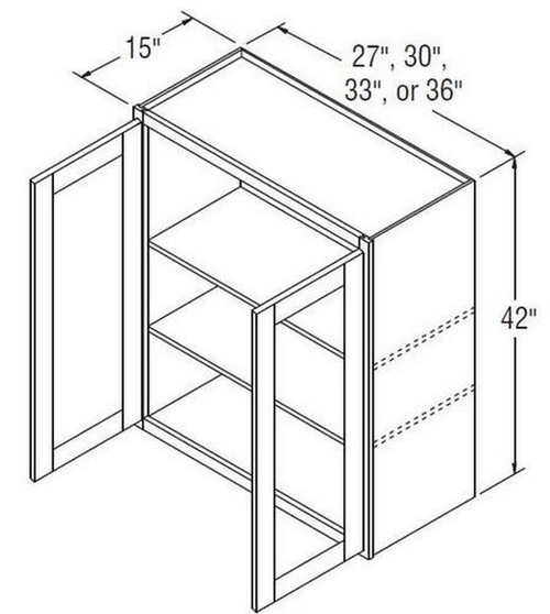 Aristokraft Cabinetry All Plywood Series Benton Birch Paint Wall Cabinet with Glass WWG304215B