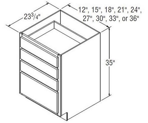 Aristokraft Cabinetry All Plywood Series Benton Birch Four Drawer Base DB15-4