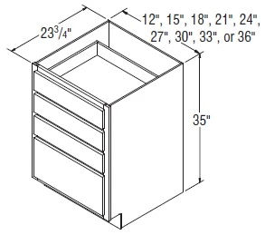 Aristokraft Cabinetry All Plywood Series Benton Birch Four Drawer Base DB21-4
