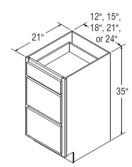 Aristokraft Cabinetry All Plywood Series Benton Birch Vanity Three Drawer Base VDB1535