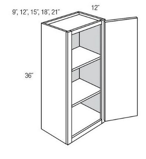 Aristokraft Cabinetry All Plywood Series Brellin PureStyle 5 Piece Wall Cabinet W1236R Hinged Right