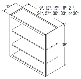 Aristokraft Cabinetry All Plywood Series Brellin PureStyle 5 Piece Wall Open Cabinet WOL1836