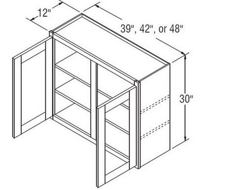 Aristokraft Cabinetry All Plywood Series Brellin PureStyle 5 Piece Wall Cabinet With Doors Prepped for Glass WPG3930