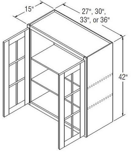 Aristokraft Cabinetry All Plywood Series Brellin PureStyle 5 Piece Wall Cabinet With Mullion Doors WMD364215B