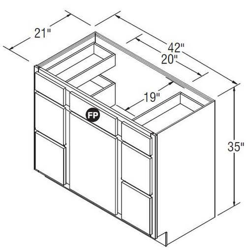 Aristokraft Cabinetry All Plywood Series Brellin PureStyle 5 Piece Vanity Double Drawer Base VDDB4235-3