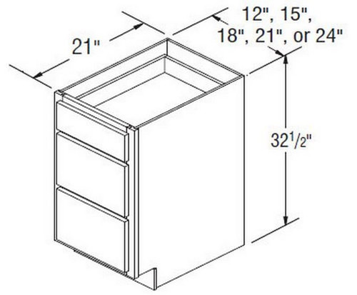 Aristokraft Cabinetry All Plywood Series Brellin PureStyle 5 Piece Vanity Three Drawer Base VDB2432.5