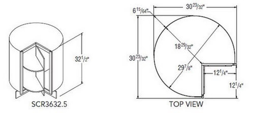 Aristokraft Cabinetry All Plywood Series Brellin PureStyle 5 Piece Universal Square Corner Rotating Base SCR3632.5