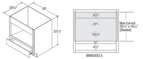 Aristokraft Cabinetry All Plywood Series Brellin PureStyle 5 Piece Microwave Base Cabinet BMW3032.5