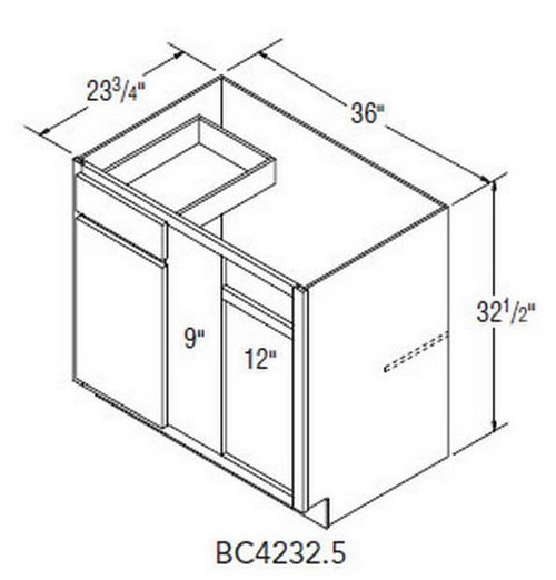 Aristokraft Cabinetry All Plywood Series Brellin PureStyle 5 Piece Blind Corner Base BC4232.5