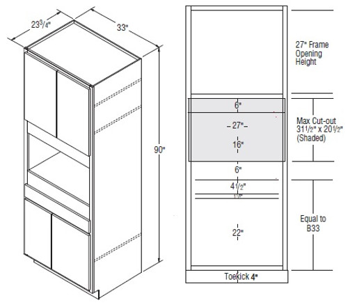 Aristokraft Cabinetry All Plywood Series Brellin PureStyle 5 Piece Microwave Tall Cabinet TMW3390B