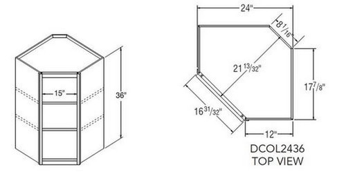 Aristokraft Cabinetry All Plywood Series Brellin PureStyle Diagonal Corner Open Cabinet DCOL2436