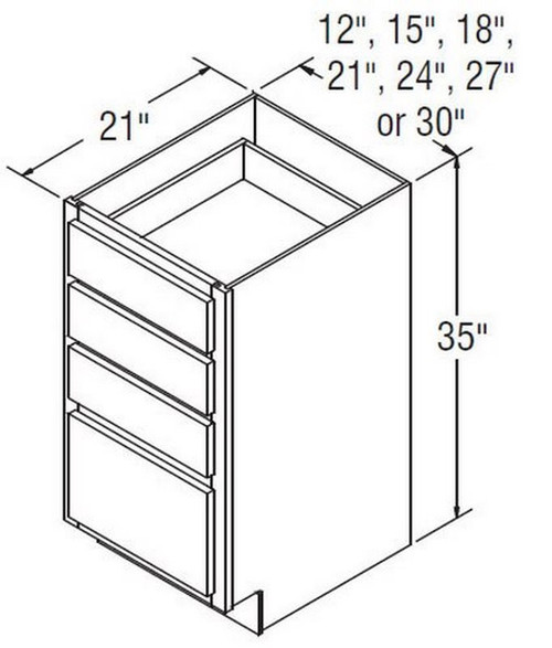 Aristokraft Cabinetry All Plywood Series Brellin PureStyle Vanity Four Drawer Base VDB1835-4