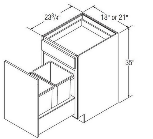 Aristokraft Cabinetry All Plywood Series Brellin PureStyle Waste Basket Base BWB21BMG