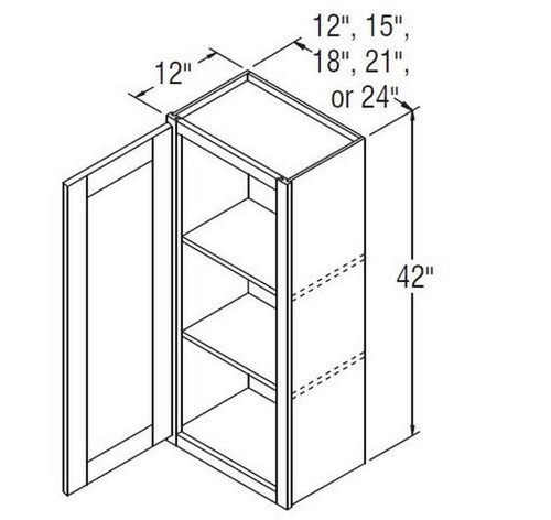 Aristokraft Cabinetry Select Series Brellin PureStyle Wall Cabinet With Doors Prepped For Glass WPG1842R Hinged Right